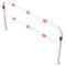 Hoop of steel tube |  60 x 2,5 mm | with cross bar | to be fixed by plugs | total width: 2000 mm | total height: 1000 mm | hot-dip galvanized and white coatedwith red reflecting stripes